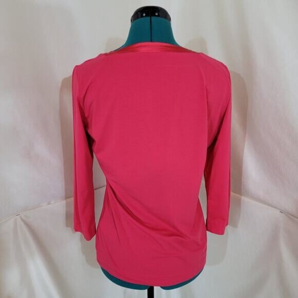 Boss Hugo Boss Pink 3/4 Sleeve Tee with Silk Collar -‎ Size Medium - Picture 4 of 10